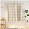 NATUS WEAVER, Tenda a 2 pannelli per finestra, in cotone, a quadri, lunghezza di 137,2 cm, con passante per asta, per cucina, soggiorno, camera da letto, cantina, beige e bianco