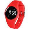 e-vibra Orologio con sveglia con vibrazione, resistente all'acqua, orologio per l'addestramento al vasino, ricaricabile, promemoria medico con timer e 15 allarmi giornalieri, rosso