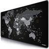 CSL-Computer TITANWOLF - Tappetino per mouse XXL Gaming Titanwolf 900 x 400 mm - Tappetino per mouse XXL Gaming grande - Sottomano grande dimensione - Migliora precisione e velocità - Design mappa del mondo nero