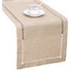 Grelucgo Runner da tavola con orlo a giorno fatto a mano, rettangolare, 35,5 x 228,6