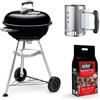 WEBER® - COMPACT BBQ A CARBONE 47 CM. + BRICCHETTI 2 KG. + CIMINIERA 17786