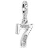 MiniJewelry Ciondolo con numero portafortuna compatibile con braccialetti Pandora 0, 1, 2, 3, 4, 5, 6, 7, 8, 9, 9, gioielli di compleanno per donne, familiari, amici, con zirconia cubica trasparente in argento