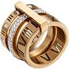 PAMTIER Anello con Numeri Romani 3 in 1 da Donna in Acciaio Inossidabile con Zircone Oro Misura 14