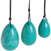 Nupuyai Set di 3 uova Yoni in cristallo di howlite verde turchese, pietra forata per massaggio, per donne, per esercizi di Kegal, rafforzano i muscoli del pavimento pelvico