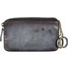 AVIREX, Collezione Bell, Portachiavi da Uomo in Pelle - Stile Vintage, Vera Pelle Tamponata a Mano, Doppio Anello Interno, Tasche con Zip, Design Compatto (Vintage Black)
