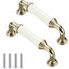 CONPHERON 2 Pezzi Ceramica Maniglie per Mobili Armadio Porta Maniglie Cucina Cassetto Maniglie Maniglia in Porcellana Antico Cassetti Pomelli Bianco 96 mm
