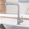 Petyoung Rubinetto da cucina, girevole, miscelatore estraibile, in acciaio inox, per lavello, 1 foro (Argento)