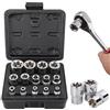 LEKEFETO Set di 14 chiavi a bussola Torx esterne 1/2, 1/4, 3/8, douilles Torx E E4-E24 in CR-V, estrattore di viti, kit di estrattori di dadi, set di chiavi a bussola a profilo elicoidale