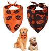 ARYIMYDP 2 Pezzi Bandana Halloween per Cani e Gatti di Piccola Media, Accessorio Costume Zucca, Materiale Lavabile a Lunga Durata