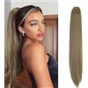 Cybelleza 55cm Coda di Cavallo Extension Capelli Sintetici Extension Coda Finta Capelli Lisci Posticci per Capelli Lunghi Ponytail Claw Parruchino per Donna, Biondo cenere
