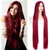 BUYOGET Parrucca lunga rossa da donna, 101 cm, dritta, per costume di Halloween, cosplay, feste anime