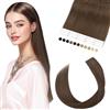 Elailite Extension Capelli Veri Biadesivo #2A Marrone Fegato, 20 Fasce Adesive Tape Extensions Biadesive Remy Human Hair Naturali 40cm 30g