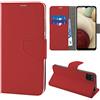 N NEWTOP Cover Compatibile con Samsung Galaxy A12, HQ Lateral Custodia Libro Flip Chiusura Magnetica Portafoglio Simil Pelle Stand (Rosso)