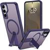 nicekool Cover con Cavalletto Metallico per Samsung Galaxy S24 Plus/S25 Plus Compatibile con MagSafe, Custodia Trasparente Anti-Graffio con Supporto Antiurto Protettiva Case, 3 Modalità di Supporto, Viola