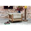 PIB Poltrona Chesterfield in lino e cotone color mandorla, stile shabby chic, 103x82x73 cm, design sfoderabile e capitonné