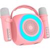 Cool Altoparlante Bluetooth universale Musica 6 W Cool Mini Karaoke Party + 2 microfoni rosa