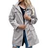 Geagodelia Giacca Antipioggia da Donna con Cappuccio Giacca Lunga Leggera impermeabile Giacca a Vento Casual (Grigio, XL)
