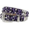 EVERBLTING Cintura con teschio leopardato con strass, unisex, con borchie, punk, Y2k, emo, cowgirl occidentale, cinture BB, Leopardo-viola, 105:fits waist from 30-34