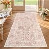 TUKDAK Tappeti Runner Vintage per Corridoio 80x150cm, Tappeto Runner per Corridoio Rosa Boho Antiscivolo, Tappeto a Pelo Basso Lavabile per Pavimento per Ingresso, Tappeto per Corridoio per Cucina