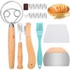 Mispudin Set di 6 Taglierino per Pane - incl. Lama per Pane con 10 Lametta Sostituibili & Custodia Protettiva, Frusta Danese a Mano, 2 Spatola per Pasta, Pennello, Accessori per Panificazione