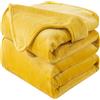 HOZY Coperta Plaid Pile, Coperta Matrimoniale 230 x 270 cm Flanella, Coperta Divano Super Grande Caldo Morbida - Giallo