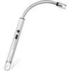 VEHHE Accendino a Candela, Elettrico Ricaricabile USB con Display Batteria a LED, Collo Flessibile Lungo Reach per Candele, Campeggio, Barbecue (Argento)