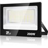 URTBST 200W Faretto Led da Esterno,20000LM Faretti LED Esterno,7000K Bianca Fredda Faro LED Esterno,IP67 Impermeabile Super Luminoso Faretti LED per Giardino,Cortile,Garage,Patio