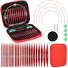 Coopay 13 Paia Ferri Circolari Intercambiabili da 3,0 a 10,0 mm, Ferri da Maglia in Alluminio, Alta qualità, Ferri Circolari per Vestiti per Bambini, Maglioni, Sciarpe - Rosso