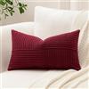 Sungeek 1 Pezzi Federe Cuscini 30x50 in Morbido Velluto a Coste, Fodere per Cuscini Decorativi con Motivo a Strisce e Patchwork Croce Copricuscini Cuscino per Divano Letto Soggiorno, Bordeaux