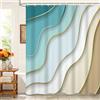 Kzzfqxb Tende da doccia 183x183cm con ganci in plastica, motivo arte moderna semplice onda blu dell'oceano spiaggia di sabbia dorata, impermeabile occlusa per vasca, tessuto in poliestere per bagno
