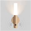 VOMI Legno Luce con Sensore di Movimento LED Applique da Parete Batteria con Interruttori USB Ricaricabile Scale Luce Notturna Interno Magnetica Armadio Portatile Lampada Camera Bambini Bianca Calda