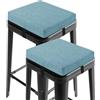 OVOV Set di 2 cuscini quadrati antiscivolo per sgabelli da bar, con laccetti, piccoli cuscini per sedie con fodera lavabile, 30,5 x 30,5 cm (azzurro)