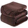 HOZY Plaid Coperta Pile Matrimoniale Antistatica - Super Morbido Coperta leggera e Calda - Adatta per Copriletto Copriletto e Copridivano - Marrone Grande 220x240cm