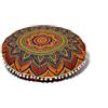 INDIAN CRAFT CASTLE Copricuscino da pavimento rotondo con mandala, cuscino decorativo, pouf ottomano, copricuscino pom pom, hippie, bohémien, indiano, 55,9 cm (Nuovo Blu)