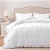 HARBOREST Set copripiumino doppio bianco - Trapunta con volant per letto singolo, set di piumino leggero per tutte le stagioni, set di biancheria da letto shabby chic 2 pezzi (1 piumino e 1 federa)
