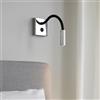B·LED BARCELONA LED BARCELONA LED Aplique de Pared Flexible de Lectura Hale 3W en Aluminio Cromado y Tubo Negro Orientable con Interruptor, Luz LED Blanco Cálido, Estilo Clásico Moderno Vintage y Lujo