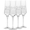 Krosno - Bicchieri per champagne e prosecco Bride & Team Bride 180 ml - set da 4 pezzi - Realizzati a mano - Vetro di cristallo - Decorazione bianca opaca - Per addio al nubilato e regalo per la sposa