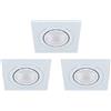 Eglo Set da 3 faretti da incasso Areitio, set di spot in alluminio | spazzolato, 3 lampade da incasso con attacco GU10, lampadine LED incluse, spot piatto orientabile, L x P 9,5 cm