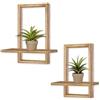 YIYA 2 Pezzi Ripiani di Legno per Decorazione Murale Ripiano Murale Moderno Boho Ripiano Fluttuante Bohemien per Piante Foto Decorativi Salotto e Bagno Camera（marrone）