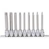 KS Tools 918.1550 CHROMEplus Serie di Bussole per Viti TX, Lunghe, 9 Pezzi, T20-T60, 3/8