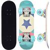 ERNAN Skateboard Completo per Principianti. Skateboard completo da 17 * 5 pollici. Double Kick Deck Concavo con 7 strati per ragazzi, ragazze (Star)