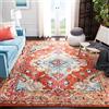 SAFAVIEH Tappeto Boho per Soggiorno, Sala da pranzo, Camera da letto - Monaco Collection, A Pelo Corto, Arancione e azzurro, 91 X 152 cm