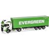 Herpa camion in miniatura Iveco S-Way LNG 40ft autoarticolato container "Rapstrucks/Evergreen", miniatura in scala 1:87, pezzo da collezione, Made in Germany, plastica