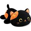 shownicer - Peluche gatto, cuscino in peluche, giocattolo in tessuto, nero, gatto in peluche, cuscino, giocattolo, gattino, peluche, regalo per adulti e bambini 3+ anni (Nero, 30cm)