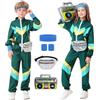Ezuwail Costume da allenamento per bambini anni '80 anni '90 per ragazzi e ragazze, unisex, stile retrò, per jogging, per bambini, allenamento, hip hop