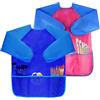 WitBicg Grembiule Asilo Bambino, 2 Pezzi Grembiule Cucina Bambini Grembiule Pittura Bambini Grembiule Asilo Bimba Con 3 Tasche, Adatto Per 2-8 Anni, Polvere e Vernice (Blu + Rosso)