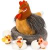 MorisMos Peluche Pollo Mamma e Cuccioli Kawaii, Realistico Polli Giocattolo di Peluche Piccolo Morbido Carino, Regalo Perfetto per Bambini Ragazzi Compleanno Pasqua 35cm
