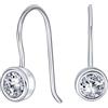 Bling Jewelry Orecchini pendenti classici da sposa .50CT AAA CZ minimalisti con solitario rotondo incastonato a castone AAA CZ per donne in argento sterling .925 con gancio a filo francese.