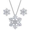 Bling Jewelry Set Di Gioielli Natalizi Per Feste Invernali Con Fiore, Ciondolo A Forma Di Fiocco Di Neve Ramificato Con Zirconi, Collana E Orecchini A Perno In Argento Sterling .925 Per Donne E Ragazze Adolescenti