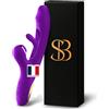 Sensuelle Bliss Vibratoreper Donna Professionale 3 in 1 - Stimolatore Clitorideo e Punto G con 14 Modalità di Vibrazione e Suzione, Silicone Medico Morbido, Impermeabile IPX7 - Sexytoysys Donna (Elisir Viola)